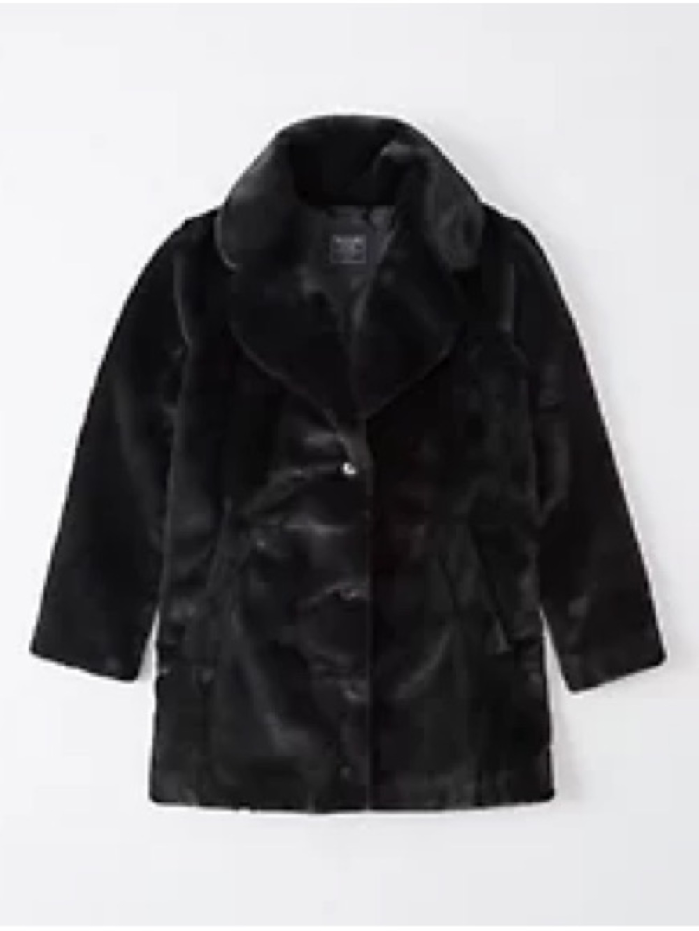 Abercrombie & Fitch Mid Length Black Plush Faux Fur Coat - Never Worn - Small